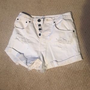 White high waisted jean shorts